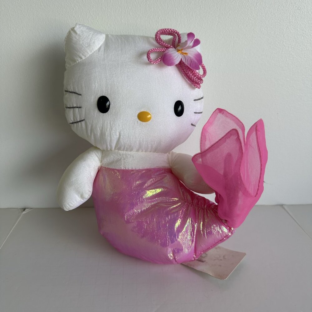 Vintage Y2K 2002 Sanrio Hello Kitty Pink Iridescent Mermaid Small Plush